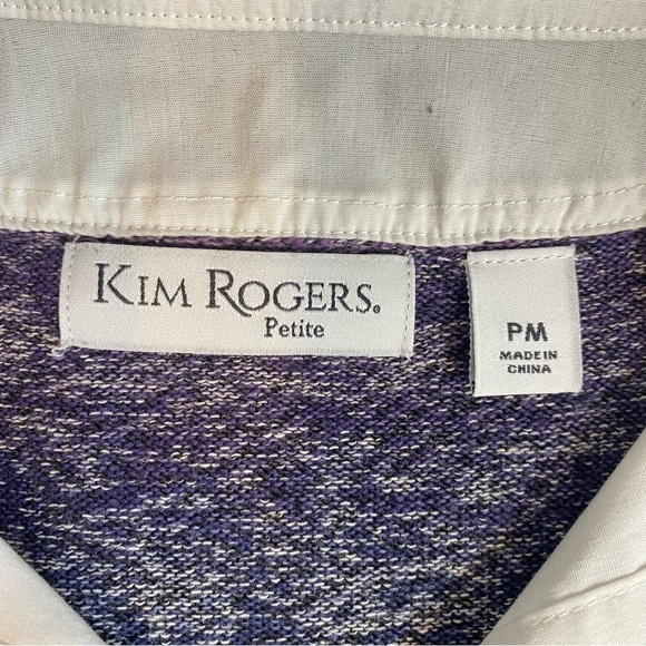 KIM ROGERS Women's size M Petite V-neck knit sweater with inset Collar & Cuffs - Picture 7 of 7